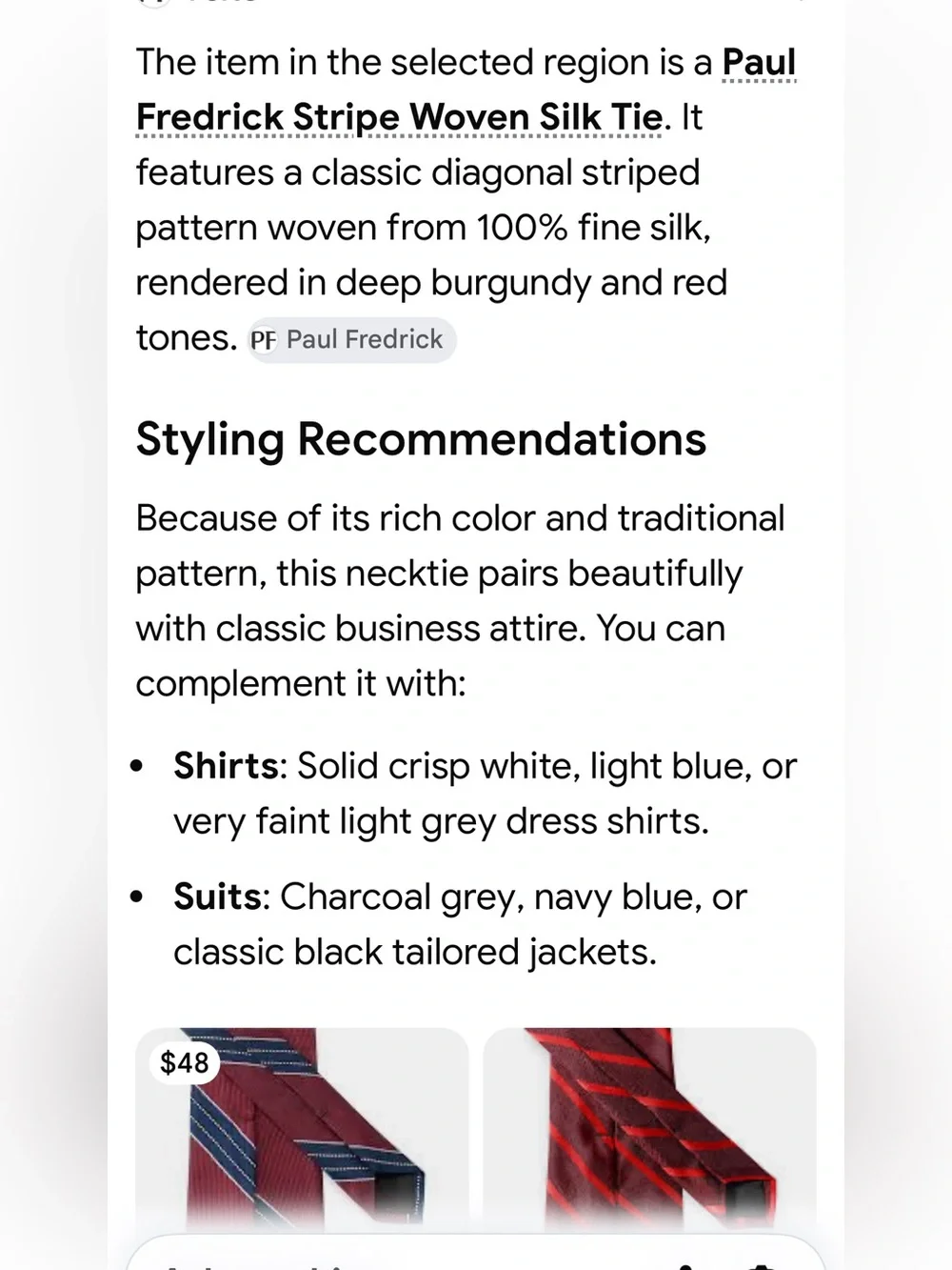 #3084*”63”Paul Fredrick Burgundy Tie with Red Diagonal Stripes